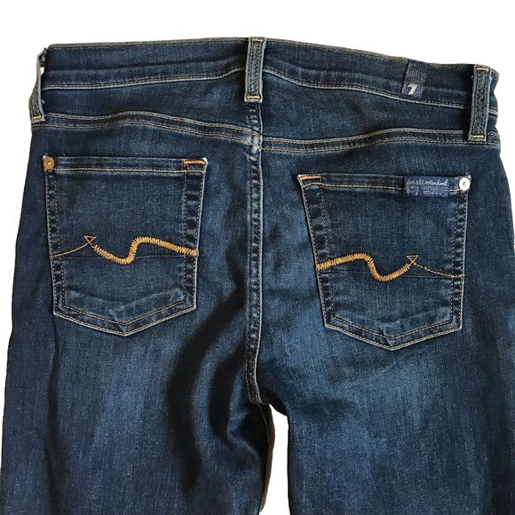 7 For All Mankind Gwenevere Blue Dark Denim Skinny Jeans Stretch BOHO Sz 26 SFAM - Picture 6 of 11